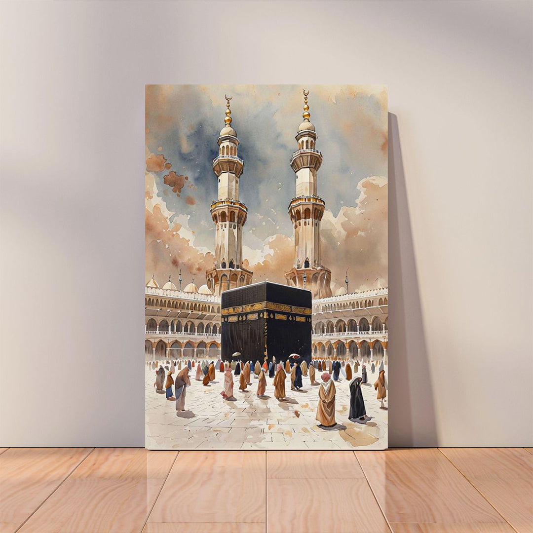 Kaaba Watercolor canvas wall art