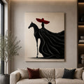 Lady & Black Horse canvas wall art