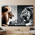Lion vs Tiger Chess canvas wall art