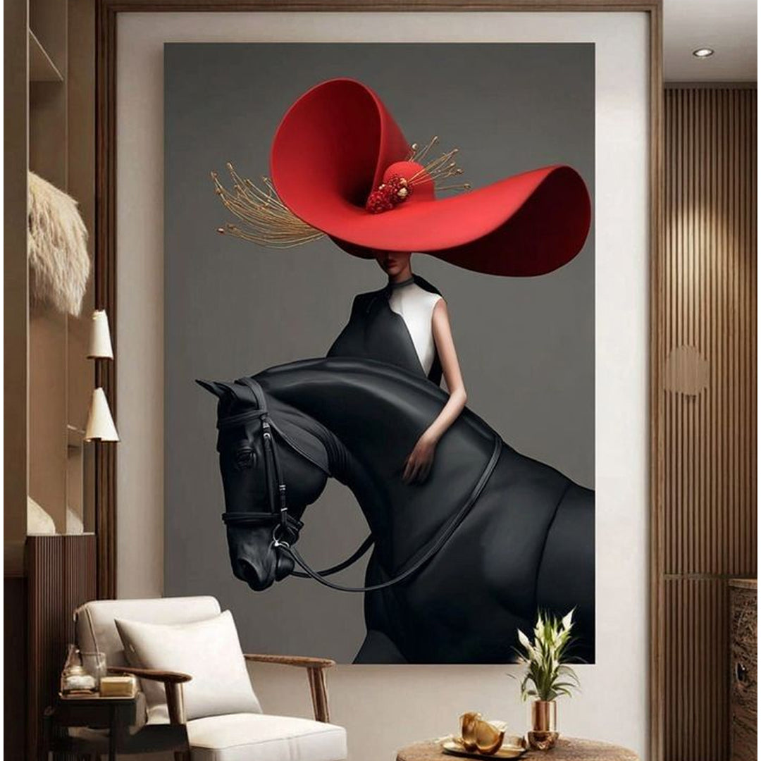 Red Hat Equestrian canvas wall art