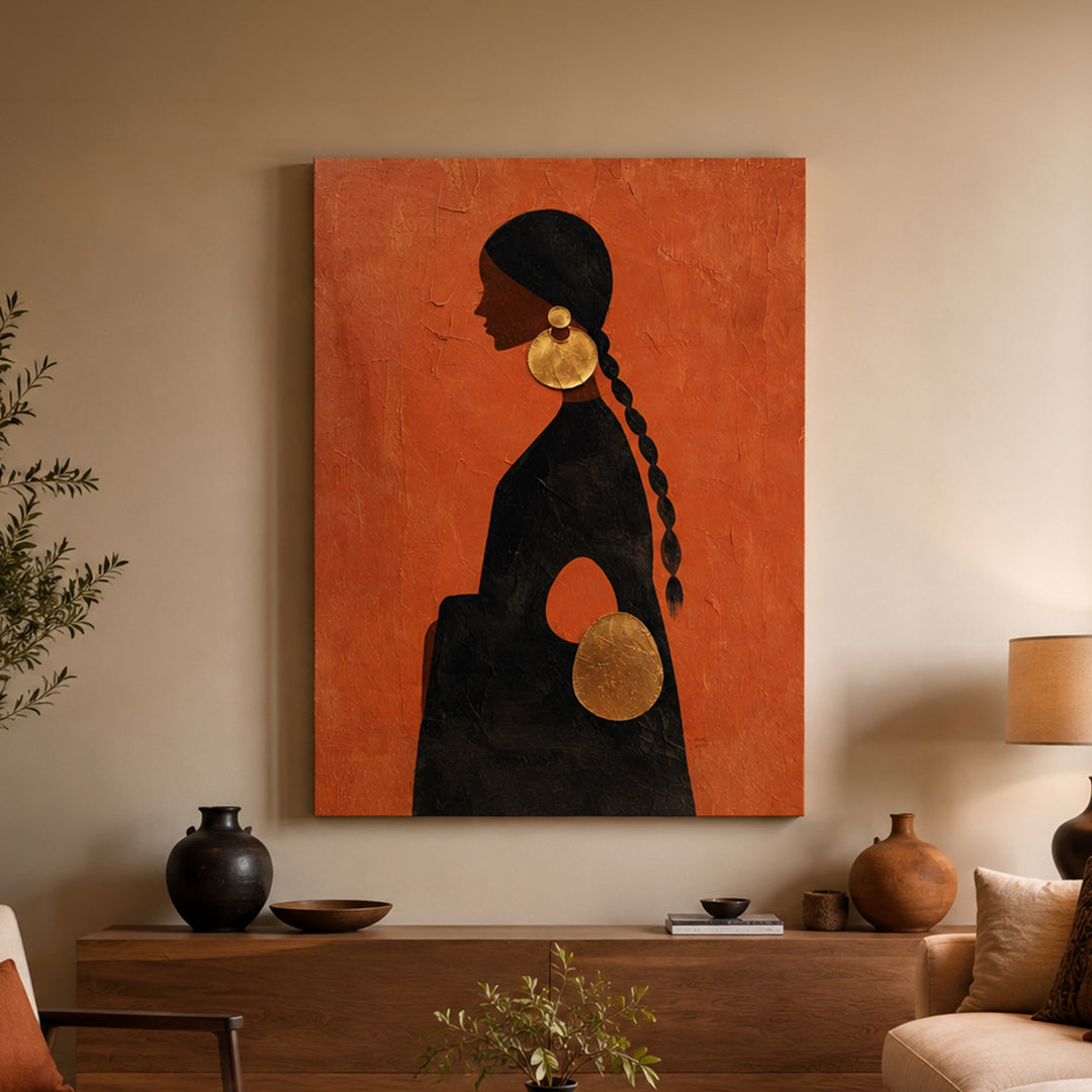 Golden Profile canvas wall art