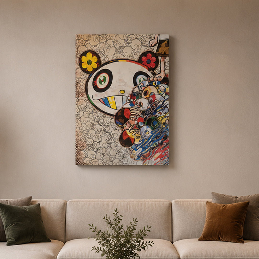 Murakami Pop Skull canvas wall art