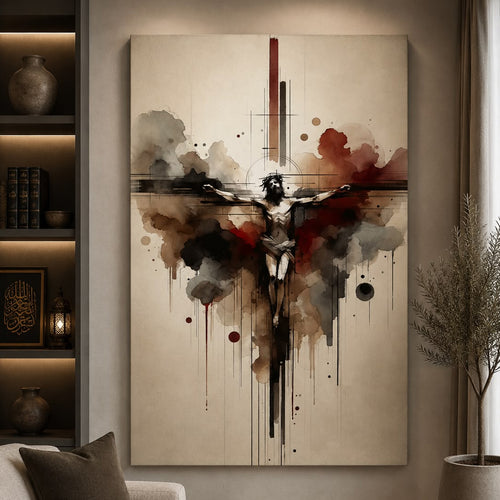 Crucifixion Watercolor canvas wall art