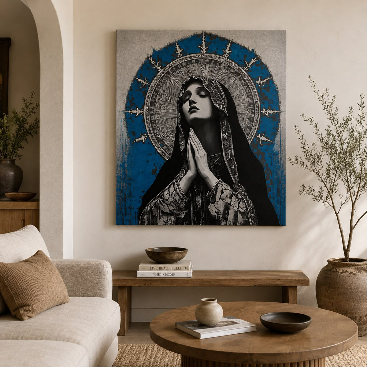 Madonna in Blue canvas wall art