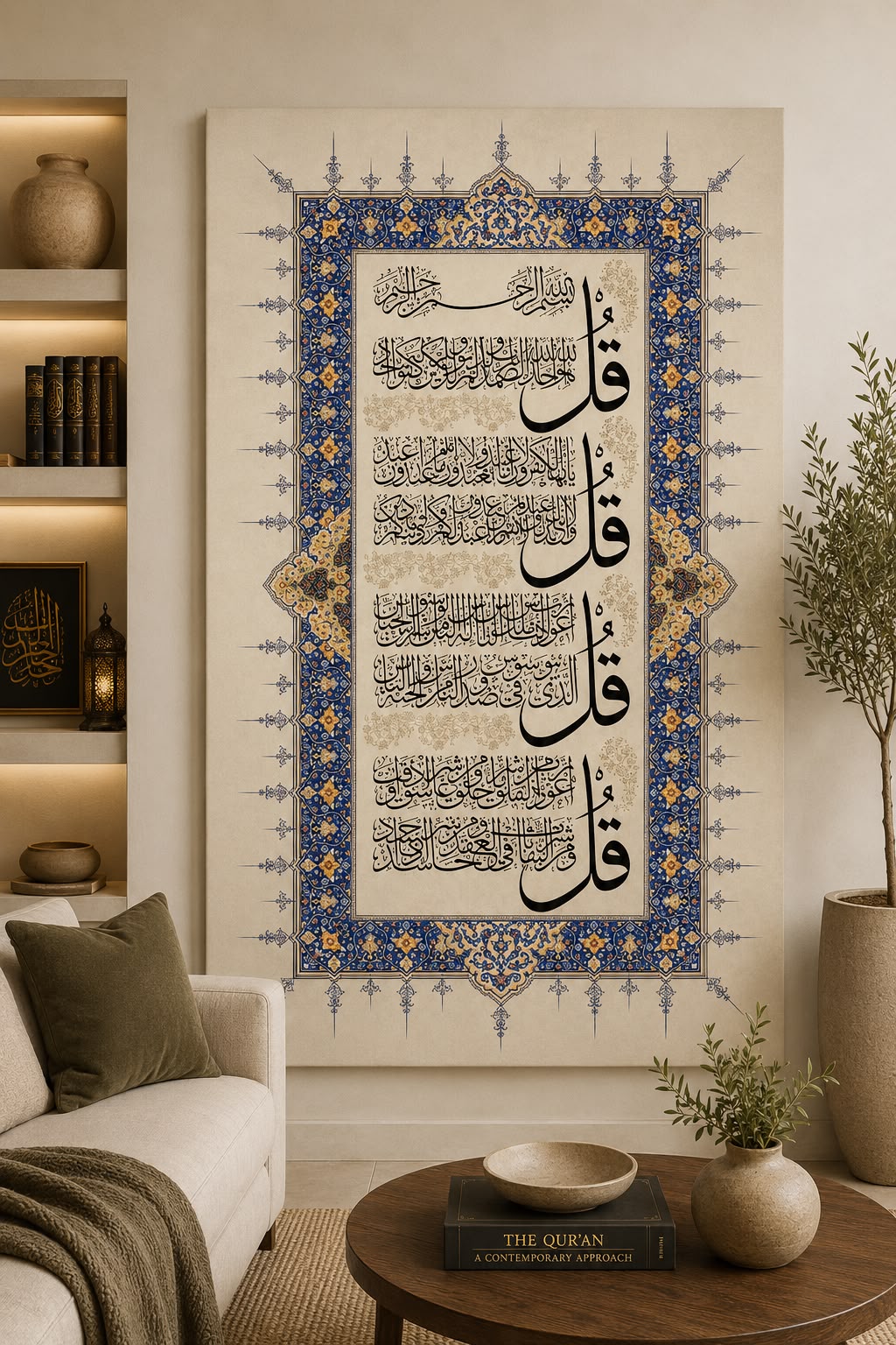 Quranic Manuscript Blue canvas wall art