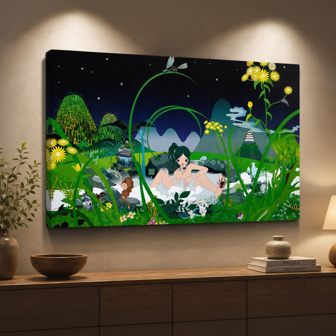 Moonlit Garden Muse canvas wall art