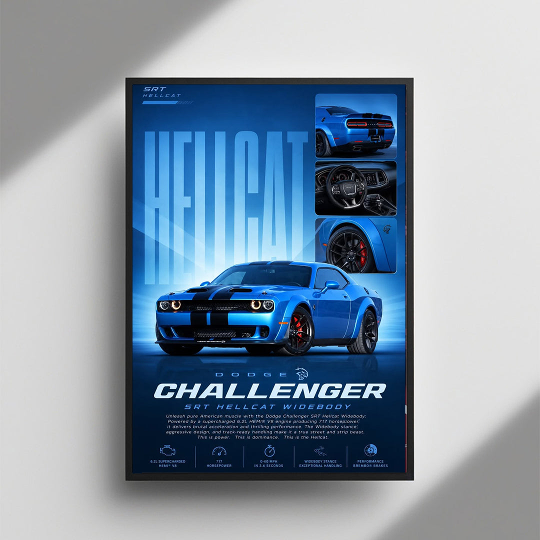 Dodge Challenger SRT Hellcat framed wall art