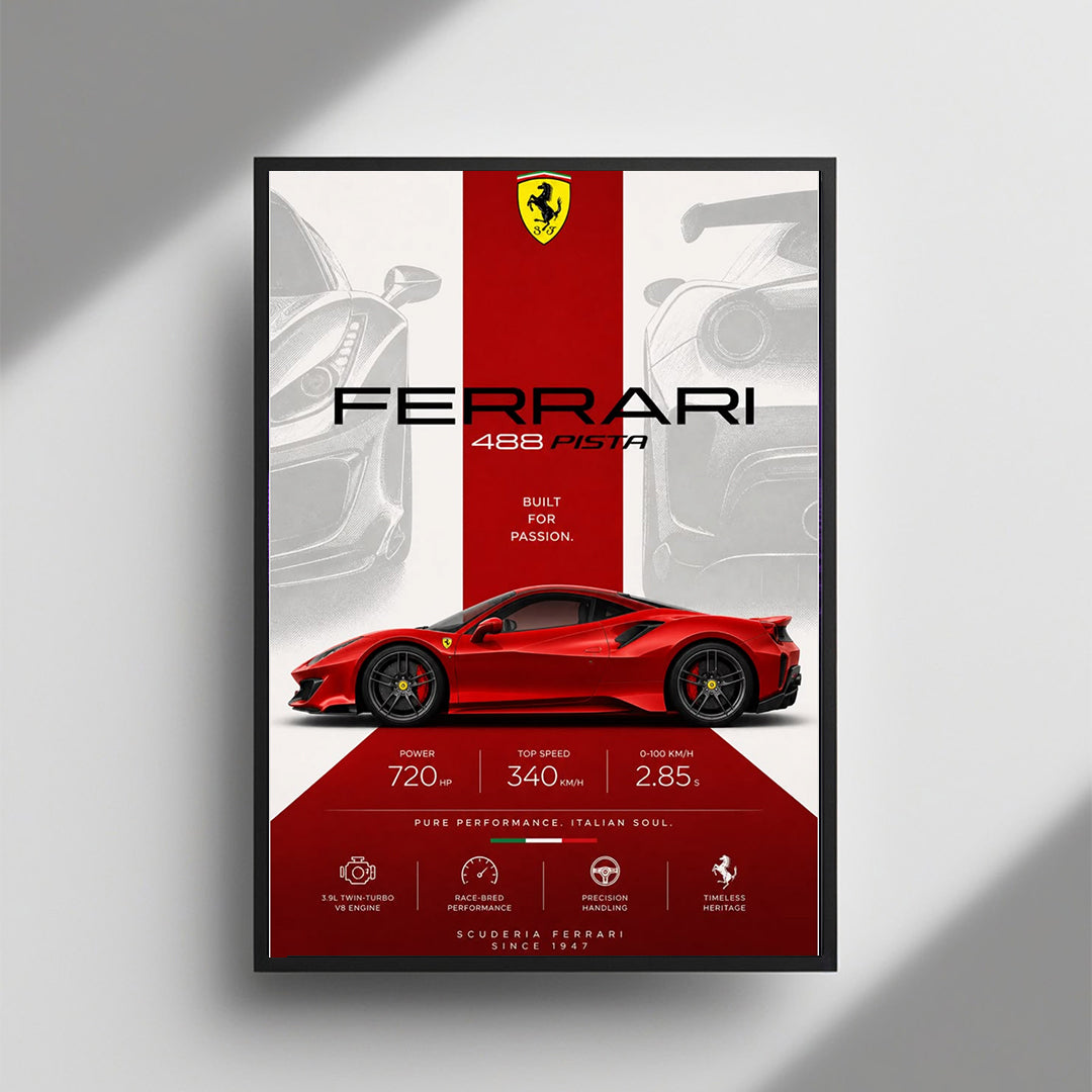 Ferrari 488 Pista framed wall art