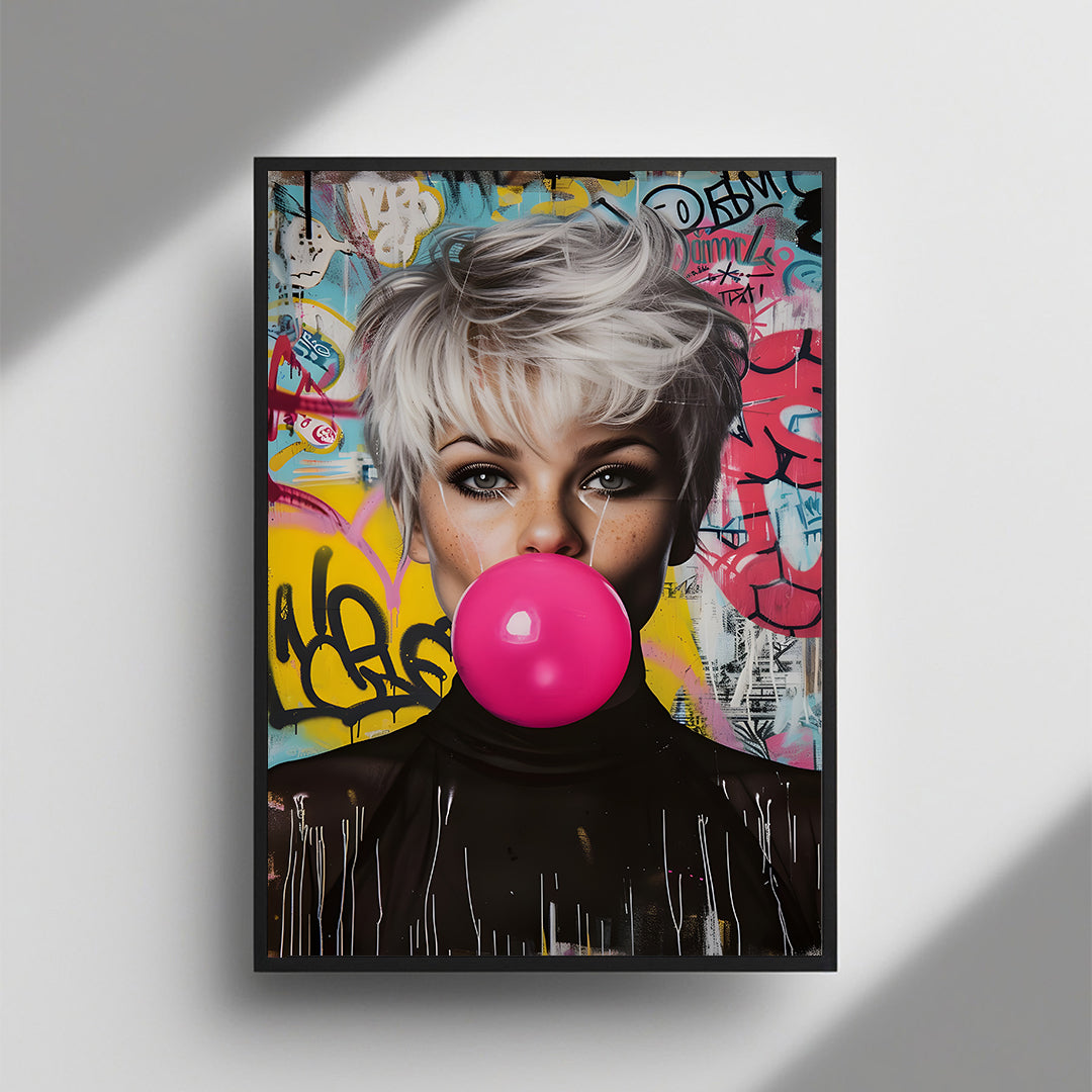 Bubblegum Street Girl framed wall art